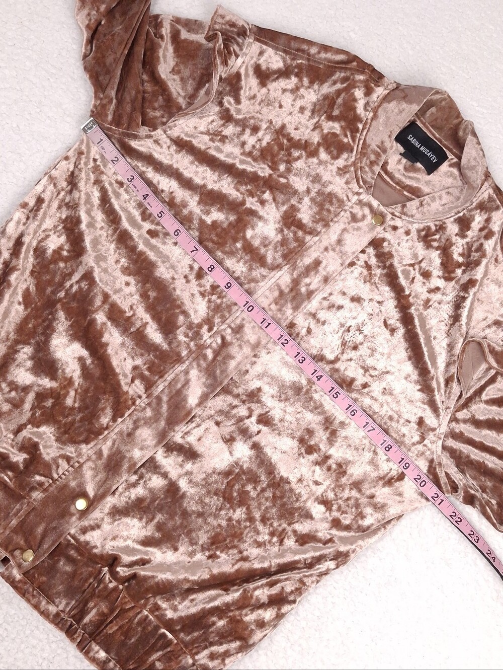 Anthropologie Sabina Musayev crushed velvet bomber jacket romantic blush pink - Picture 5 of 11